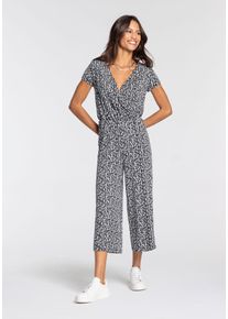 Laura Scott Damen Jumpsuit, schwarz-weiß, casual, Gr. 44, gemustert, Single Jersey, Obermaterial: 95% Viskose, 5% Elasthan, Overalls, mit V-Ausschnitt