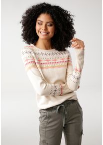 Kangaroos Damen Norwegerpullover, beige, casual, Gr. 52, Norwegermuster, Strick, Obermaterial: 50% Baumwolle, 50% Polyacryl, Pullover, im