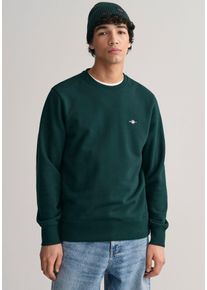 Gant Herren Sweatshirt "REG SHIELD C-NECK SWEAT", grün, casual, Gr. 4XL, bestickt, unifarben, Sweatware, Obermaterial: 87% Baumwolle, 13% Polyester,