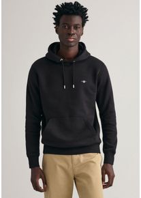 Gant Herren Hoodie "REG SHIELD HOODIE", schwarz, casual, Gr. S, unifarben, Sweatware, Obermaterial: 80% Baumwolle, 20% Polyester, Sweatshirts, mit