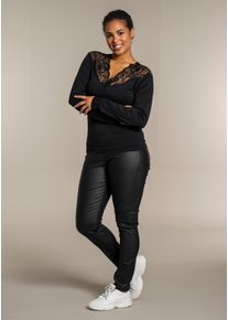 SANDGAARD Damen Langarmshirt "SG149", schwarz, casual, Gr. XS, unifarben, Obermaterial: 93% Nylon, 7% Elasthan, Shirts, mit Spitze