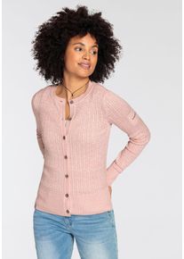 Kangaroos Damen Strickjacke, rosa, casual, Gr. 36, meliert, Zopfmuster, Feinstrick, Strick, Obermaterial: 50% Baumwolle, 50% Polyacryl, Strickjacken,