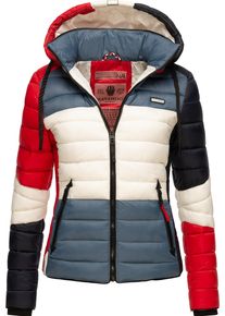 Navahoo Damen Steppjacke "Lulana Multikulti", blau, modisch, Gr. S, colorblocking, Oberstoff: 100% Nylon, Futter: 100% Polyester, Wattierung: 100%