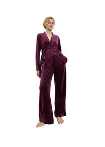Triumph Damen Homewearhose "Sensual Velour Wide Leg Trousers", Gr. 40, lila, Samt, 95% Polyester, 5% Elasthan, unifarben, modisch, Hosen, elegante