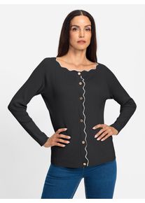 Heine Damen Cardigan, schwarz, Gr. 46, unifarben, 70% Viskose, 30% Polyamid, Strickjacken