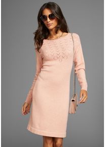 Laura Scott Damen Strickkleid, rosa, feminin, Gr. 38, unifarben, Ajourstrickmuster, meliert, Strick, Obermaterial: 50% Viskose, 28% Polyester, 22%