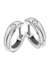 ONE ELEMENT Damen Paar Creolen "0,10 ct Diamant Brillant Ohrringe Creolen aus 585 Weißgold", Damen, 0.10 ct mit Diamant, Weißgold 585-Diamanten,