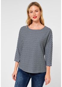 Street One Damen 3/4-Arm-Shirt, blau, casual, Gr. 34, Jacquardmuster, Stoff, 66% Polyester 31% Viskose, 3% Elasthan, Shirts, Rundhalsausschnitt
