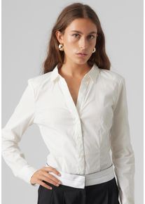 Véro Moda VERO MODA Damen Blusenbody "VMLADY L/S G-STRING SHIRT WVN NEW NOOS", weiß, feminin, Gr. XL, unifarben, Web, Obermaterial: 75% Baumwolle, 22% Nylon,