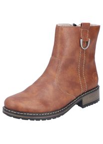 Rieker Damen Winterstiefelette, Gr. 40, braun, Lederimitat, used, klassisch, Schuhe, Schlupfboots, Blockabsatz, mit Innenreißverschluss
