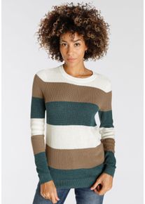 H.I.S. H.I.S Damen Strickpullover, beige, casual, Gr. 48, gestreift, Strick, Obermaterial: 50% Baumwolle, 50% Polyacryl, Pullover, in modischem