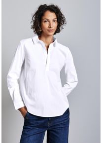Street One Damen Langarmbluse, weiß, casual, Gr. 42, unifarben, Web, 74% Baumwolle, 24% Polyamid, 2% Elasthan, Blusen, im soften Baumwoll-Mix