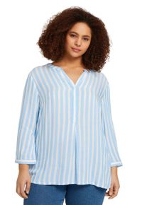 Tom Tailor PLUS Damen Schlupfbluse, blau, casual, Gr. 44, gestreift, Web, Obermaterial: 100% Viskose, Blusen, mit Streifen