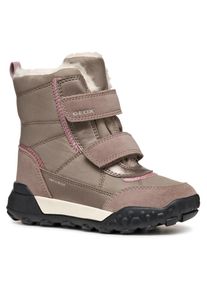 Geox Kinder Winterstiefel "J TREKKYUP GIRL B ABX", Gr. 25, beige, Textil, Veloursleder, Lederimitat, casual, Schuhe, Klettstiefel, Snowboots,