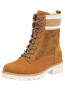 Remonte Damen Winterboots "Elisabeth Hurley-Collection", Gr. 42, braun, Leder, Lederimitat, Textil, casual, Schuhe, Schnürboots, Schnürstiefelette