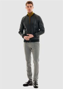 Pierre Cardin Herren Lederjacke, schwarz, casual, Gr. L, unifarben, 100% Leder, Jacken, im Bomber-Look