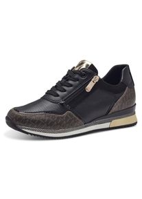 Marco Tozzi Damen Sneaker, Gr. 41, schwarz, Lederimitat, Textil, unifarben, kontrastfarbene Details, feminin, Schuhe, mit seitlichem Reißverschluss,