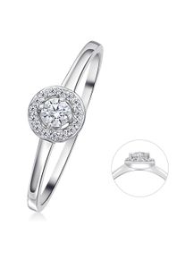 ONE ELEMENT Damen Diamantring "0,15 ct Diamant Brillant Invisible Ring aus 585 Weißgold", 54, Weißgold 585-Diamanten, silber, Weißgold 585,