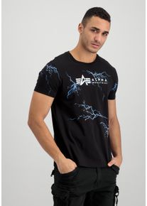 Herren T-Shirt "Alpha Industries Men - T-Shirts Lightning AOP T-Shirt", schwarz-weiß, Gr. XXL, Alpha Industries, Obermaterial: 100% Baumwolle, Shirts