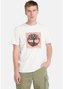 Timberland Herren T-Shirt "Short Sleeve Front Graphic Tee", weiß, casual, Gr. S, bedruckt, Jersey, Obermaterial: 100% Baumwolle, Shirts, in großen