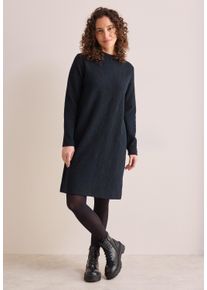 Cecil Damen Midikleid, blau, casual, Gr. L, gemustert, Web, 56% Baumwolle, 41% Polyester, 3% Elasthan, Kleider, knielang