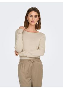 Only Damen Strickpullover "ONLVENICE LIFE LS PEARL O-NECK CC KNT"birch detail:weiß pearls, modisch, Gr. L, unifarben, Strick, Obermaterial: 82%