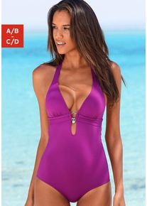 s.Oliver Damen Badeanzug "Tonia", pink, Gr. 34, unifarben, Microfaser, Polyamid, Badeanzüge, herausnehmbare Cups, im Nacken zu binden, im Rücken zu
