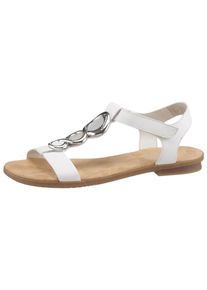 Rieker Damen Riemchensandale, Gr. 42, weiß, Lederimitat, unifarben, elegant, Schuhe, Sommerschuh, Sandalette, Blockabsatz, mit Schmuckapplikation