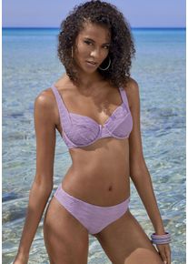 Sunseeker Damen Bügel-Bikini-Top "Loretta", lila, Gr. 40, unifarben, Strukturmuster, Polyamid, Bikini-Oberteile, mit Strukturmuster