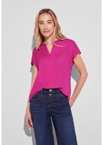 Street One Damen Kurzarmbluse, rosa, casual, Gr. 46, unifarben, Stoff, 100% Viskose, Blusen, aus softer Viskose
