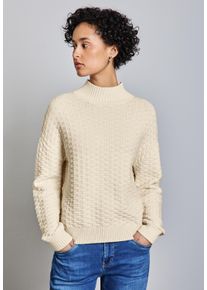 Street One Damen Rollkragenpullover, beige, casual, Gr. 34, Strukturmuster, Strick, Obermaterial: 75% Baumwolle, 25% Polyester, Pullover, mit Struktur