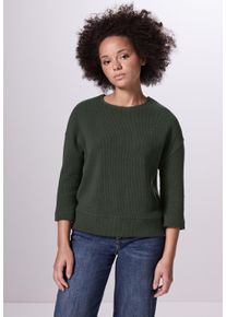 Damen T-Shirt, grün, casual, Gr. 34, STREET ONE STUDIO, unifarben, Web, 86% Baumwolle, 12% Polyester, 2% Elasthan, Shirts, mit U-Boot-Ausschnitt