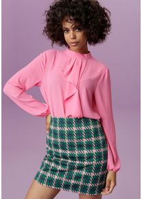 Aniston CASUAL Damen Langarmbluse, pink, modisch, Gr. 42, unifarben, Georgette, Web, Obermaterial: 100% Polyester, Blusen, mit kleinem Volant im