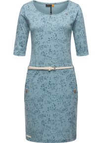 Ragwear Damen Jerseykleid "Tannya Flowery", blau, modisch, Gr. XL, Obermaterial: 50% Baumwolle, 50% Polyester (recycelt), Kleider, stylisches Halbarm
