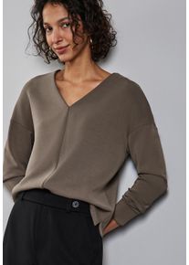 Street One Damen V-Ausschnitt-Pullover, braun, casual, Gr. 44, unifarben, Strick, Obermaterial: 46% Modal, 46% Polyester, 8% Elasthan, Pullover, mit