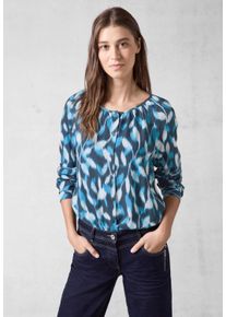 Cecil Damen Langarmbluse, blau, casual, Gr. XXL, bedruckt, Stoff, 100% Viskose, Blusen, aus softer Viskose