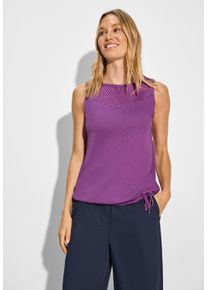 Cecil Damen T-Shirt, lila, casual, Gr. XXL, unifarben, Web, Stoff, 50% Baumwolle, 50% Modal, Shirts, mit Tunnelzug am Saum