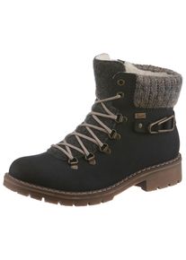 Rieker Damen Winterstiefelette, Gr. 42, grau, Nubuklederimitat, Textil, kontrastfarbene Details, klassisch, Schuhe, Winterboots, Schnürboots mit