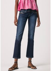 Pepe Jeans Damen Straight-Jeans "VENUS", blau, casual, Gr. 29, Denim/Jeans, Obermaterial: 84% Baumwolle, 14% Polyester, 2% Elasthan, Jeans, mit Badge