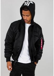 Herren Bomberjacke "MA-1 ZH Back Print", schwarz-weiß, modisch, Gr. L, Alpha Industries, bedruckt, Web, Obermaterial: 100% Nylon. Futter: 100% Nylon.