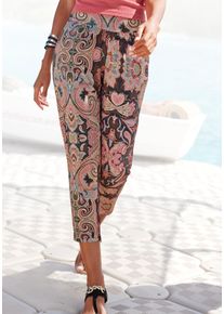 Lascana Damen 7/8-Hose, bunt, casual, Gr. 34, bedruckt, Jersey, Obermaterial: 95% Viskose, 5% Elasthan, Hosen, mit breitem Bündchen und Alloverdruck,
