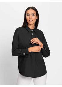 Heine Damen Hemdbluse, schwarz, Gr. 36, unifarben, 50% Baumwolle, 50% Polyester, Blusen