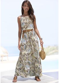 Lascana Damen Maxikleid, bunt, Gr. 42, bedruckt, Jersey, Obermaterial: 100% Viskose, Kleider, leichtes Sommerkleid mit Alloverprint, fließendes