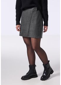 Damen Minirock, grau, casual, Gr. 44, STREET ONE STUDIO, unifarben, Stoff, 90% Polyester, 10% Viskose, Röcke, mit Reißverschluss-Deko