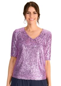 Damen Shirtbluse "HERMANN LANGE Collection Paillettenshirt Gina", rosa, Gr. 44, HERMANN LANGE Collection, 97% Polyester, 3% Elasthan, Blusen