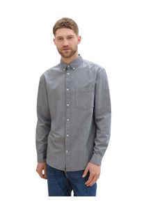 Tom Tailor Herren Langarmhemd "Oxford", blau, casual, Gr. XXXL, unifarben, Web, Obermaterial: 100% Baumwolle, Hemden, mit Brusttasche