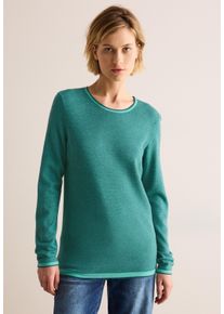 Cecil Damen Strickpullover, blau, casual, Gr. XXL, unifarben mit Farbeinsatz, meliert, Stoff, 72% Viskose, 28% Polyester, Pullover, aus Feinstrick