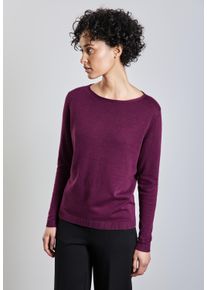 Street One Damen Strickpulloverberry whirl, casual, Gr. 46, unifarben, Stoff, 60% Viskose, 40% Baumwolle, Pullover, mit U-Boot-Ausschnitt