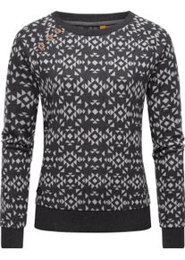 Ragwear Damen Rundhalspullover "Darria Aztec", grau, casual, Gr. XXL, Obermaterial: 70% Baumwolle, 30% Polyester, Pullover, Leichter Damen Pullover