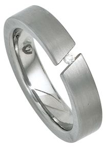 Jobo Damen Diamantring, 60, SI = kleine Einschlüsse, Diamanten-Edelstahl, silber, Diamanten, Edelstahl, Fingerringe, Edelstahl mit Diamant 0,03 ct.